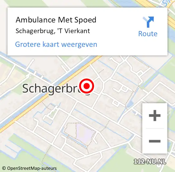 Locatie op kaart van de 112 melding: Ambulance Met Spoed Naar Schagerbrug, 'T Vierkant op 5 december 2020 02:43