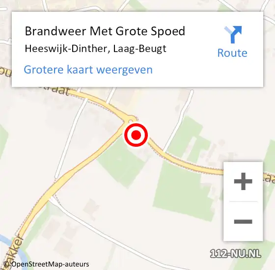 Locatie op kaart van de 112 melding: Brandweer Met Grote Spoed Naar Heeswijk-Dinther, Laag-Beugt op 5 december 2020 03:45