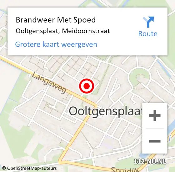 Locatie op kaart van de 112 melding: Brandweer Met Spoed Naar Ooltgensplaat, Meidoornstraat op 5 december 2020 03:46