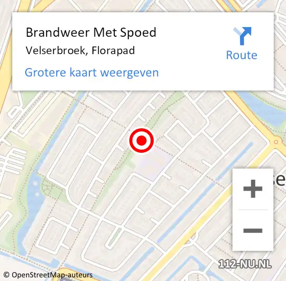 Locatie op kaart van de 112 melding: Brandweer Met Spoed Naar Velserbroek, Florapad op 5 december 2020 04:11