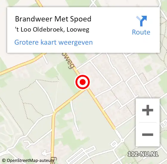 Locatie op kaart van de 112 melding: Brandweer Met Spoed Naar 't Loo Oldebroek, Looweg op 5 december 2020 06:15