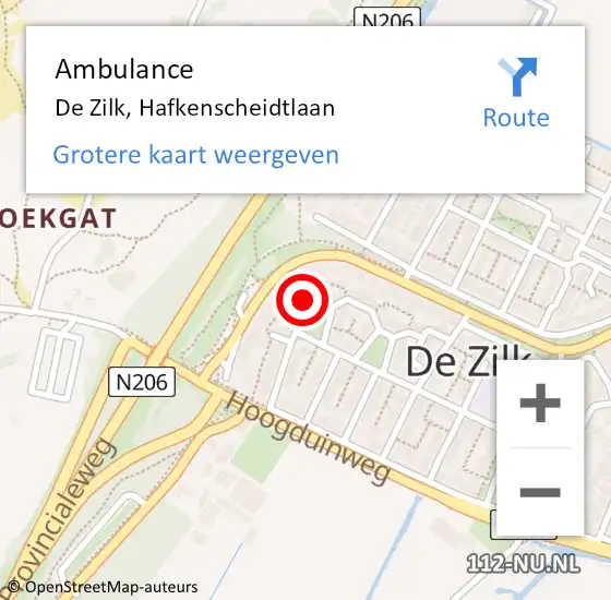 Locatie op kaart van de 112 melding: Ambulance De Zilk, Hafkenscheidtlaan op 26 mei 2014 15:03