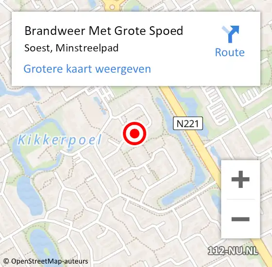 Locatie op kaart van de 112 melding: Brandweer Met Grote Spoed Naar Soest, Minstreelpad op 5 december 2020 09:17
