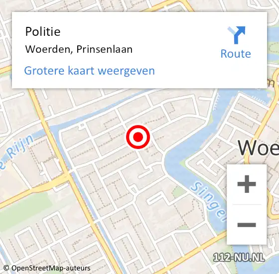 Locatie op kaart van de 112 melding: Politie Woerden, Prinsenlaan op 5 december 2020 10:07