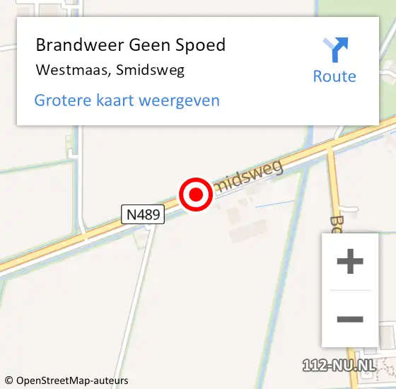 Locatie op kaart van de 112 melding: Brandweer Geen Spoed Naar Westmaas, Smidsweg op 5 december 2020 10:29