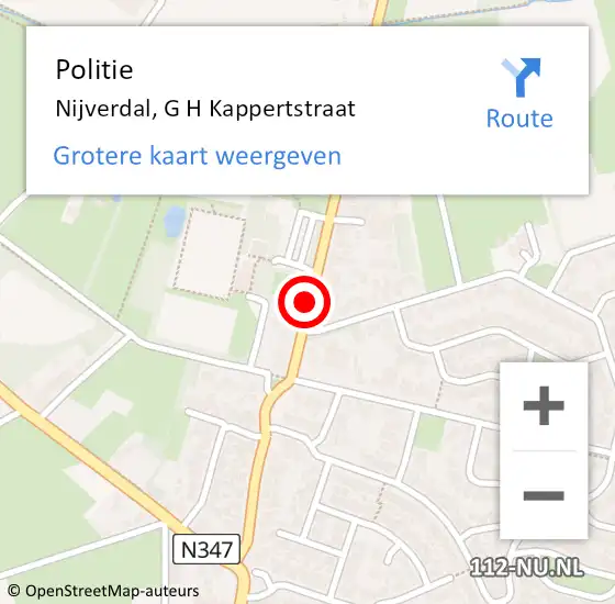 Locatie op kaart van de 112 melding: Politie Nijverdal, G H Kappertstraat op 5 december 2020 10:30