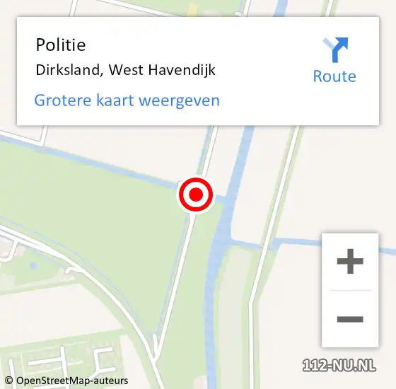 Locatie op kaart van de 112 melding: Politie Dirksland, West Havendijk op 5 december 2020 10:34