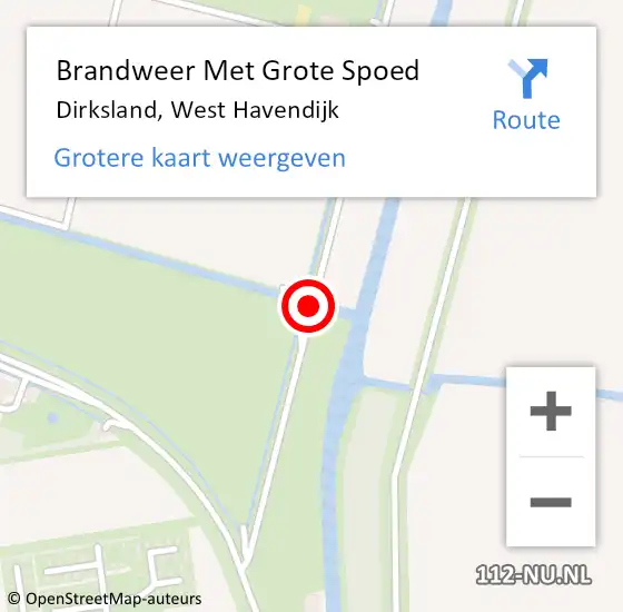 Locatie op kaart van de 112 melding: Brandweer Met Grote Spoed Naar Dirksland, West Havendijk op 5 december 2020 10:35