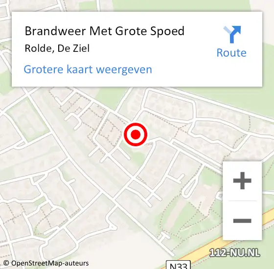 Locatie op kaart van de 112 melding: Brandweer Met Grote Spoed Naar Rolde, De Ziel op 5 december 2020 10:36