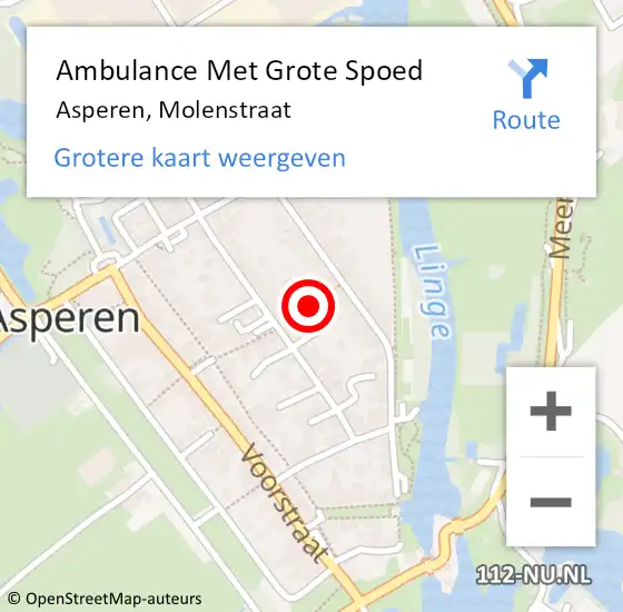 Locatie op kaart van de 112 melding: Ambulance Met Grote Spoed Naar Asperen, Molenstraat op 5 december 2020 11:56