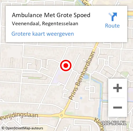 Locatie op kaart van de 112 melding: Ambulance Met Grote Spoed Naar Veenendaal, Regentesselaan op 5 december 2020 12:07
