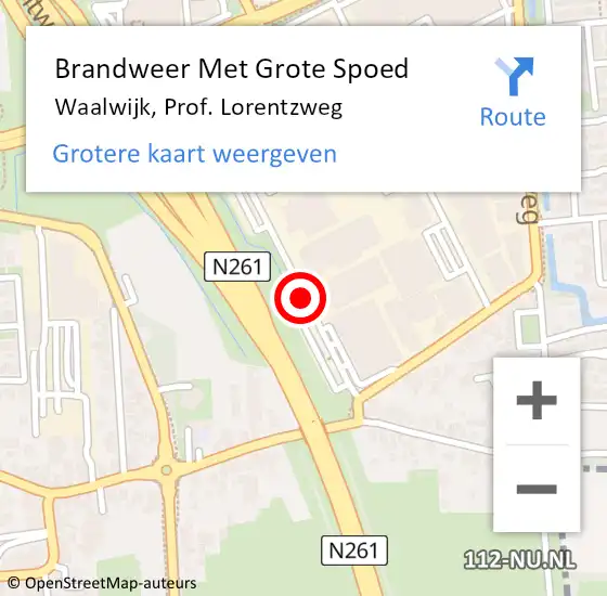Locatie op kaart van de 112 melding: Brandweer Met Grote Spoed Naar Waalwijk, Prof. Lorentzweg op 5 december 2020 12:46