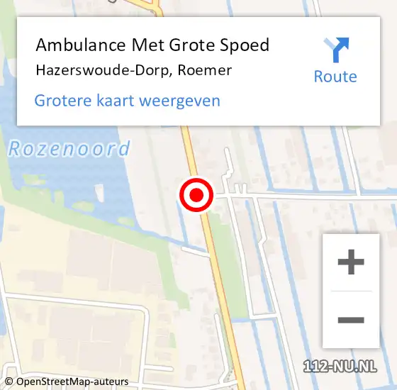 Locatie op kaart van de 112 melding: Ambulance Met Grote Spoed Naar Hazerswoude-Dorp, Roemer op 5 december 2020 12:50