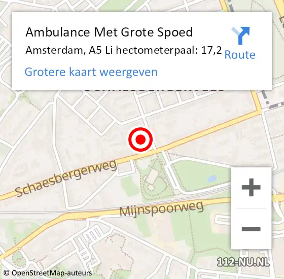 Locatie op kaart van de 112 melding: Ambulance Met Grote Spoed Naar Amsterdam, A5 Li hectometerpaal: 17,2 op 5 december 2020 13:58
