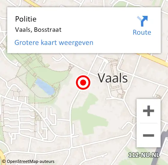 Locatie op kaart van de 112 melding: Politie Vaals, Bosstraat op 5 december 2020 16:25