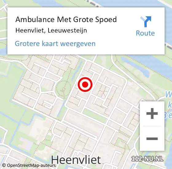 Locatie op kaart van de 112 melding: Ambulance Met Grote Spoed Naar Heenvliet, Leeuwesteijn op 5 december 2020 17:11