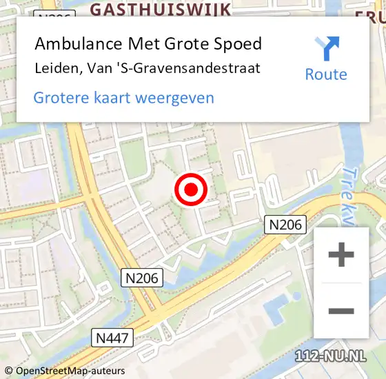 Locatie op kaart van de 112 melding: Ambulance Met Grote Spoed Naar Leiden, Van 'S-Gravensandestraat op 5 december 2020 18:30