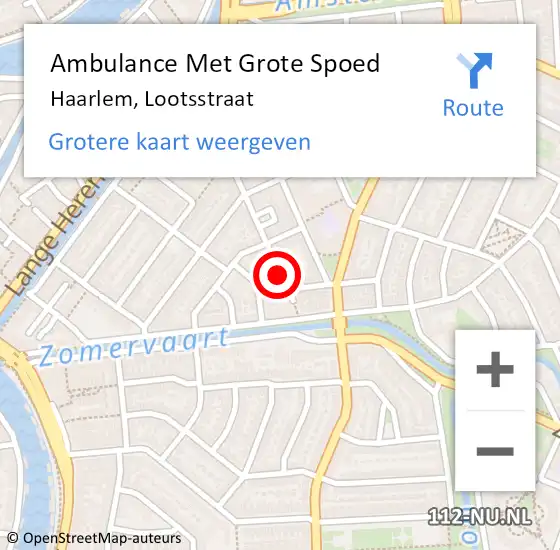 Locatie op kaart van de 112 melding: Ambulance Met Grote Spoed Naar Haarlem, Lootsstraat op 5 december 2020 18:36