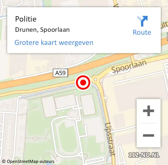 Locatie op kaart van de 112 melding: Politie Drunen, Spoorlaan op 5 december 2020 21:08