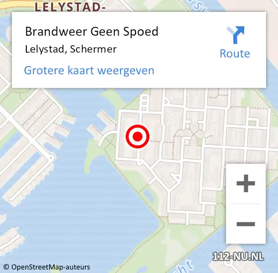 Locatie op kaart van de 112 melding: Brandweer Geen Spoed Naar Lelystad, Schermer op 5 december 2020 23:35