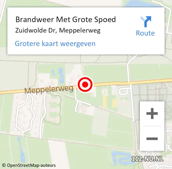 Locatie op kaart van de 112 melding: Brandweer Met Grote Spoed Naar Zuidwolde Dr, Meppelerweg op 6 december 2020 00:35
