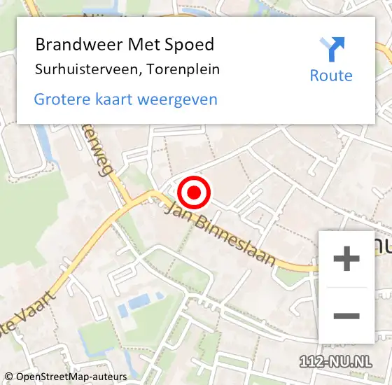 Locatie op kaart van de 112 melding: Brandweer Met Spoed Naar Surhuisterveen, Torenplein op 6 december 2020 01:11