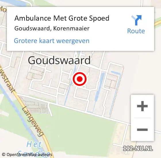 Locatie op kaart van de 112 melding: Ambulance Met Grote Spoed Naar Goudswaard, Korenmaaier op 6 december 2020 04:18