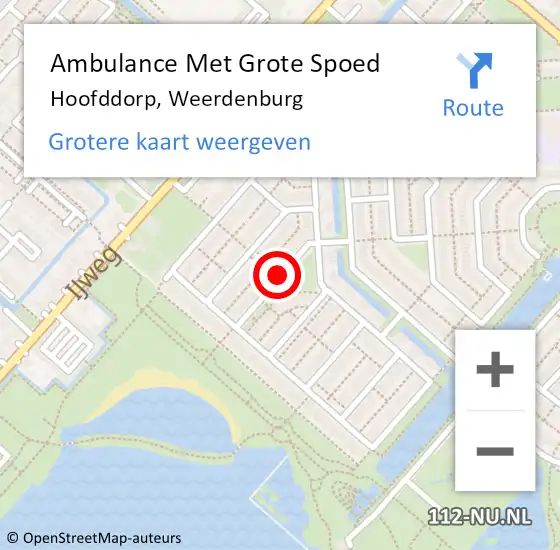 Locatie op kaart van de 112 melding: Ambulance Met Grote Spoed Naar Hoofddorp, Weerdenburg op 6 december 2020 09:37