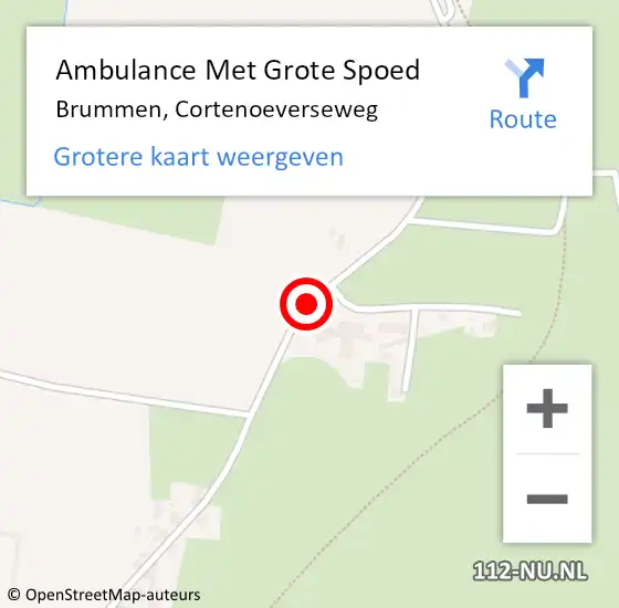 Locatie op kaart van de 112 melding: Ambulance Met Grote Spoed Naar Brummen, Cortenoeverseweg op 6 december 2020 09:57