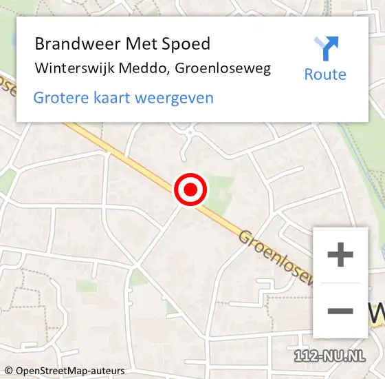 Locatie op kaart van de 112 melding: Brandweer Met Spoed Naar Winterswijk Meddo, Groenloseweg op 6 december 2020 10:54