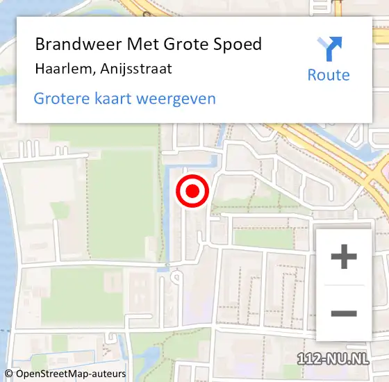 Locatie op kaart van de 112 melding: Brandweer Met Grote Spoed Naar Haarlem, Anijsstraat op 6 december 2020 12:25