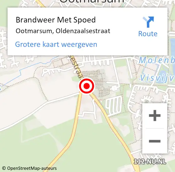 Locatie op kaart van de 112 melding: Brandweer Met Spoed Naar Ootmarsum, Oldenzaalsestraat op 6 december 2020 13:00