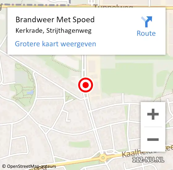 Locatie op kaart van de 112 melding: Brandweer Met Spoed Naar Kerkrade, Strijthagenweg op 6 december 2020 13:20