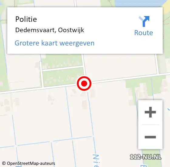 Locatie op kaart van de 112 melding: Politie Dedemsvaart, Oostwijk op 6 december 2020 13:22