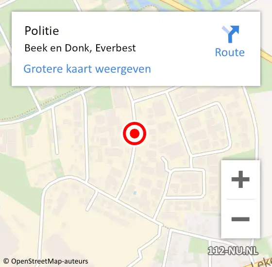 Locatie op kaart van de 112 melding: Politie Beek en Donk, Everbest op 6 december 2020 14:05