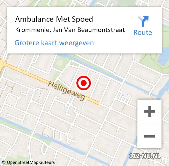 Locatie op kaart van de 112 melding: Ambulance Met Spoed Naar Krommenie, Jan Van Beaumontstraat op 6 december 2020 14:08