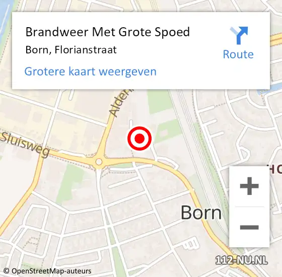 Locatie op kaart van de 112 melding: Brandweer Met Grote Spoed Naar Born, Florianstraat op 6 december 2020 15:20