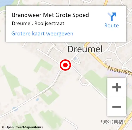 Locatie op kaart van de 112 melding: Brandweer Met Grote Spoed Naar Dreumel, Rooijsestraat op 6 december 2020 15:42