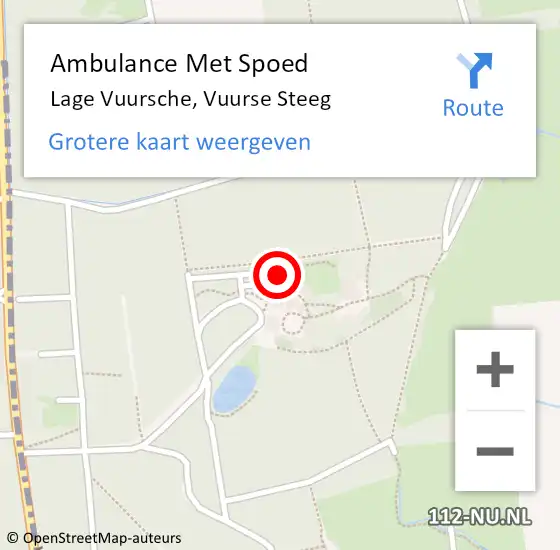 Locatie op kaart van de 112 melding: Ambulance Met Spoed Naar Lage Vuursche, Vuurse Steeg op 26 mei 2014 17:01