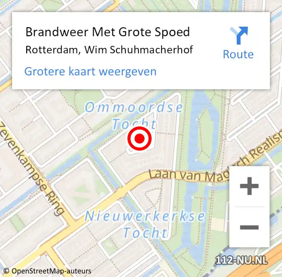 Locatie op kaart van de 112 melding: Brandweer Met Grote Spoed Naar Rotterdam, Wim Schuhmacherhof op 6 december 2020 18:49