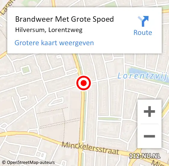 Locatie op kaart van de 112 melding: Brandweer Met Grote Spoed Naar Hilversum, Lorentzweg op 6 december 2020 20:17