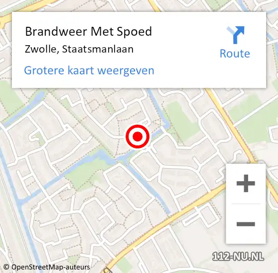 Locatie op kaart van de 112 melding: Brandweer Met Spoed Naar Zwolle, Staatsmanlaan op 6 december 2020 20:38