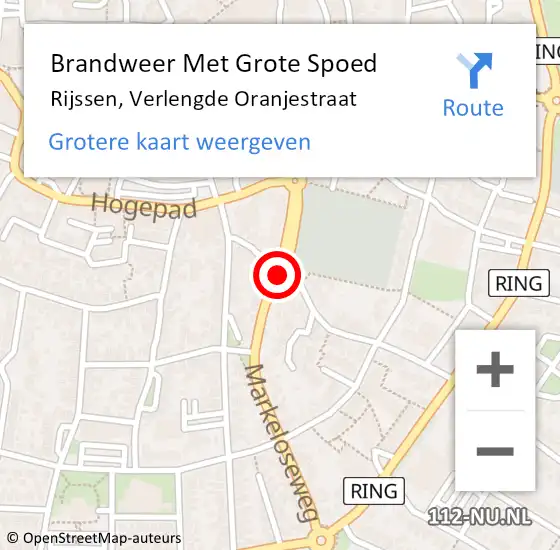 Locatie op kaart van de 112 melding: Brandweer Met Grote Spoed Naar Rijssen, Verlengde Oranjestraat op 6 december 2020 22:03