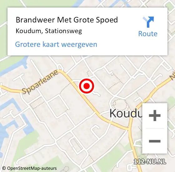 Locatie op kaart van de 112 melding: Brandweer Met Grote Spoed Naar Koudum, Stationsweg op 26 mei 2014 17:16