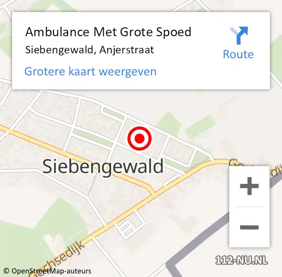 Locatie op kaart van de 112 melding: Ambulance Met Grote Spoed Naar Siebengewald, Anjerstraat op 6 december 2020 23:01