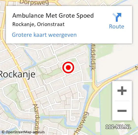 Locatie op kaart van de 112 melding: Ambulance Met Grote Spoed Naar Rockanje, Orionstraat op 6 december 2020 23:31