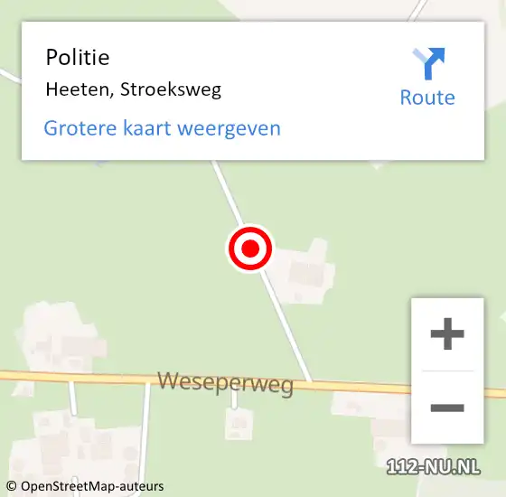 Locatie op kaart van de 112 melding: Politie Heeten, Stroeksweg op 7 december 2020 05:05