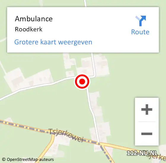 Locatie op kaart van de 112 melding: Ambulance Roodkerk op 7 december 2020 06:16