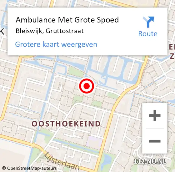 Locatie op kaart van de 112 melding: Ambulance Met Grote Spoed Naar Bleiswijk, Gruttostraat op 7 december 2020 06:21