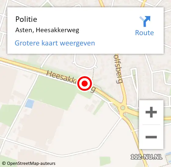 Locatie op kaart van de 112 melding: Politie Asten, Heesakkerweg op 7 december 2020 07:28